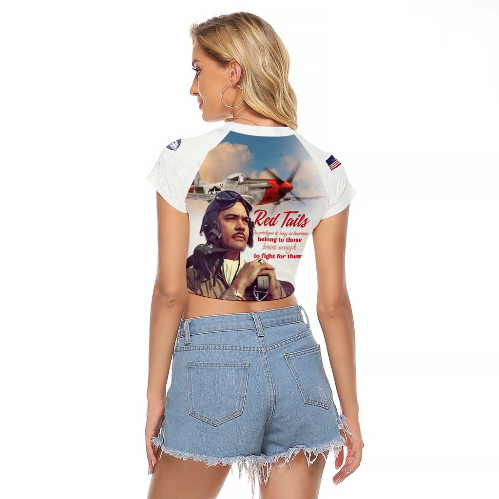 Tuskegee Airmen Red Tails Raglan Cropped T Shirt Brave Enough to Fight - Wonder Print Shop