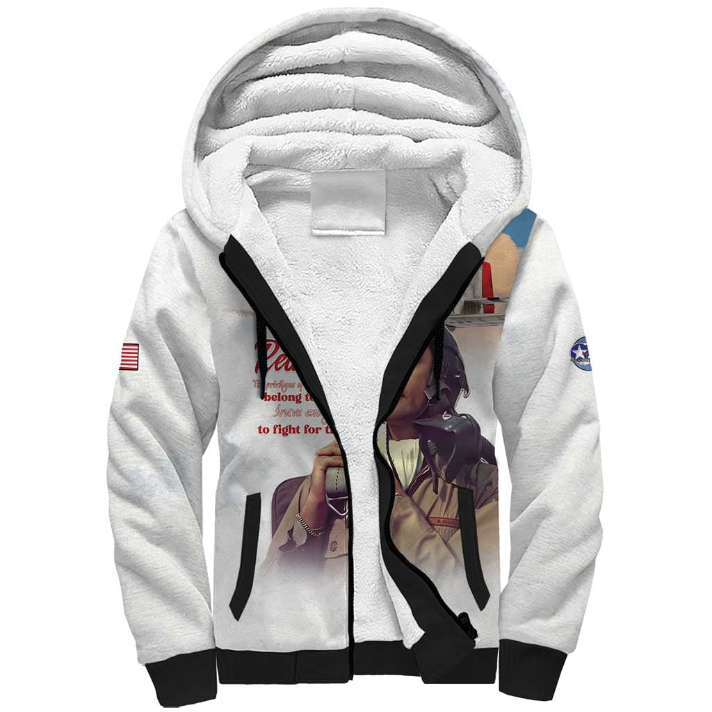 Tuskegee Airmen Red Tails Sherpa Hoodie Brave Enough to Fight - Wonder Print Shop