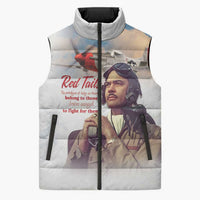 Tuskegee Airmen Red Tails Sleeveless Puffer Jacket Brave Enough to Fight - Wonder Print Shop