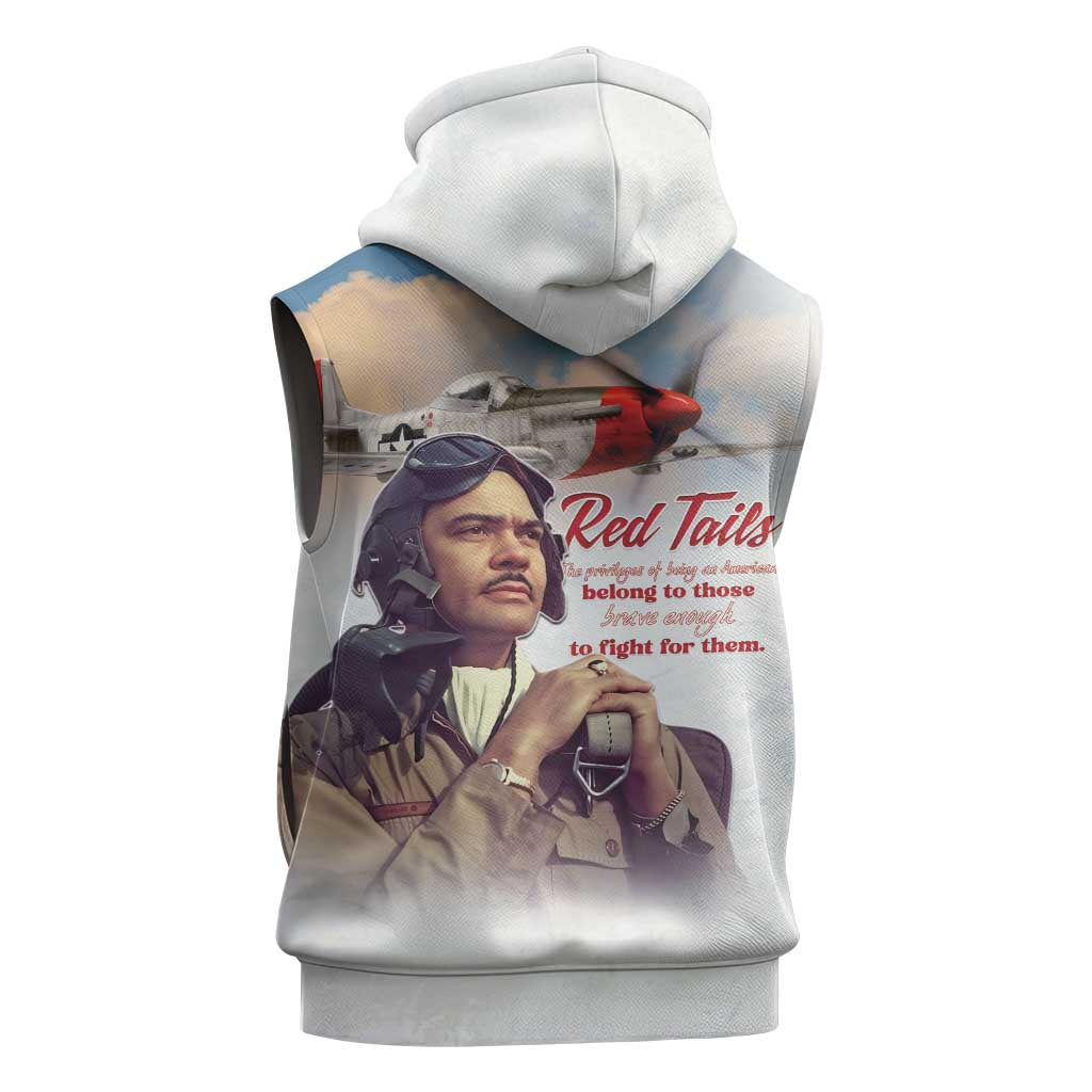 Tuskegee Airmen Red Tails Sleeveless Zip Hoodie Brave Enough to Fight - Wonder Print Shop