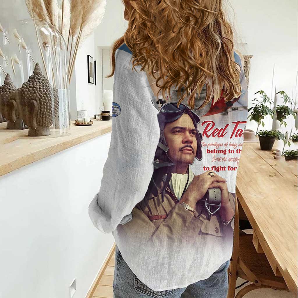 Tuskegee Airmen Red Tails Women Casual Shirt Brave Enough to Fight - Wonder Print Shop