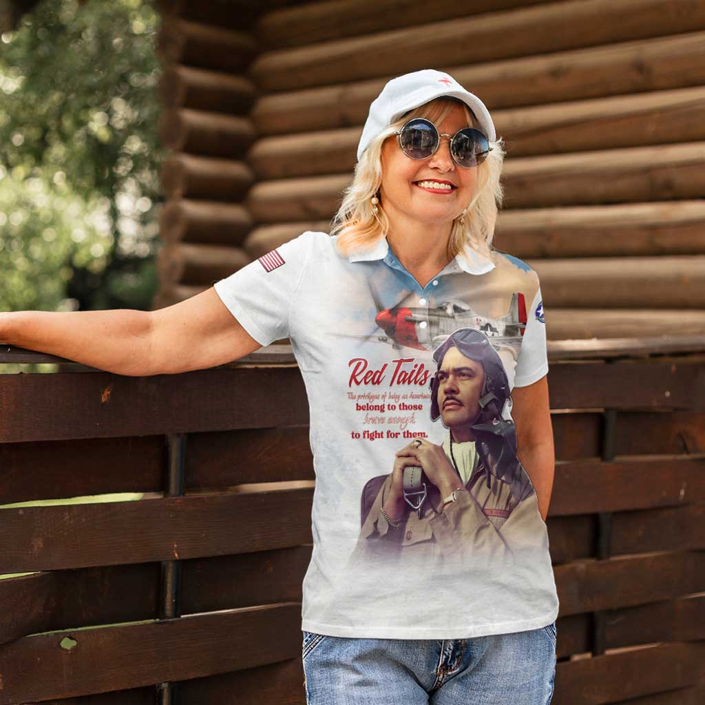 Tuskegee Airmen Red Tails Women Polo Shirt Brave Enough to Fight - Wonder Print Shop