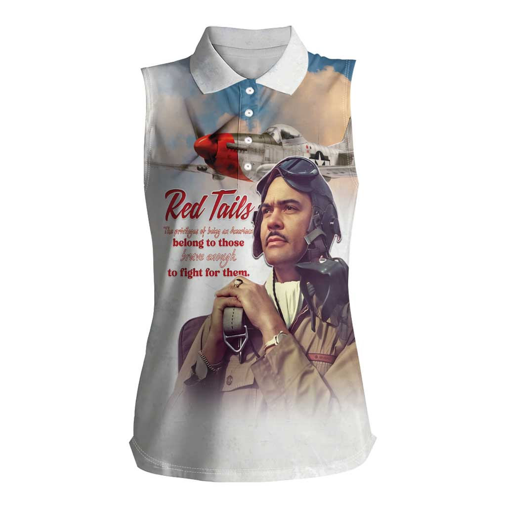 Tuskegee Airmen Red Tails Women Sleeveless Polo Shirt Brave Enough to Fight - Wonder Print Shop