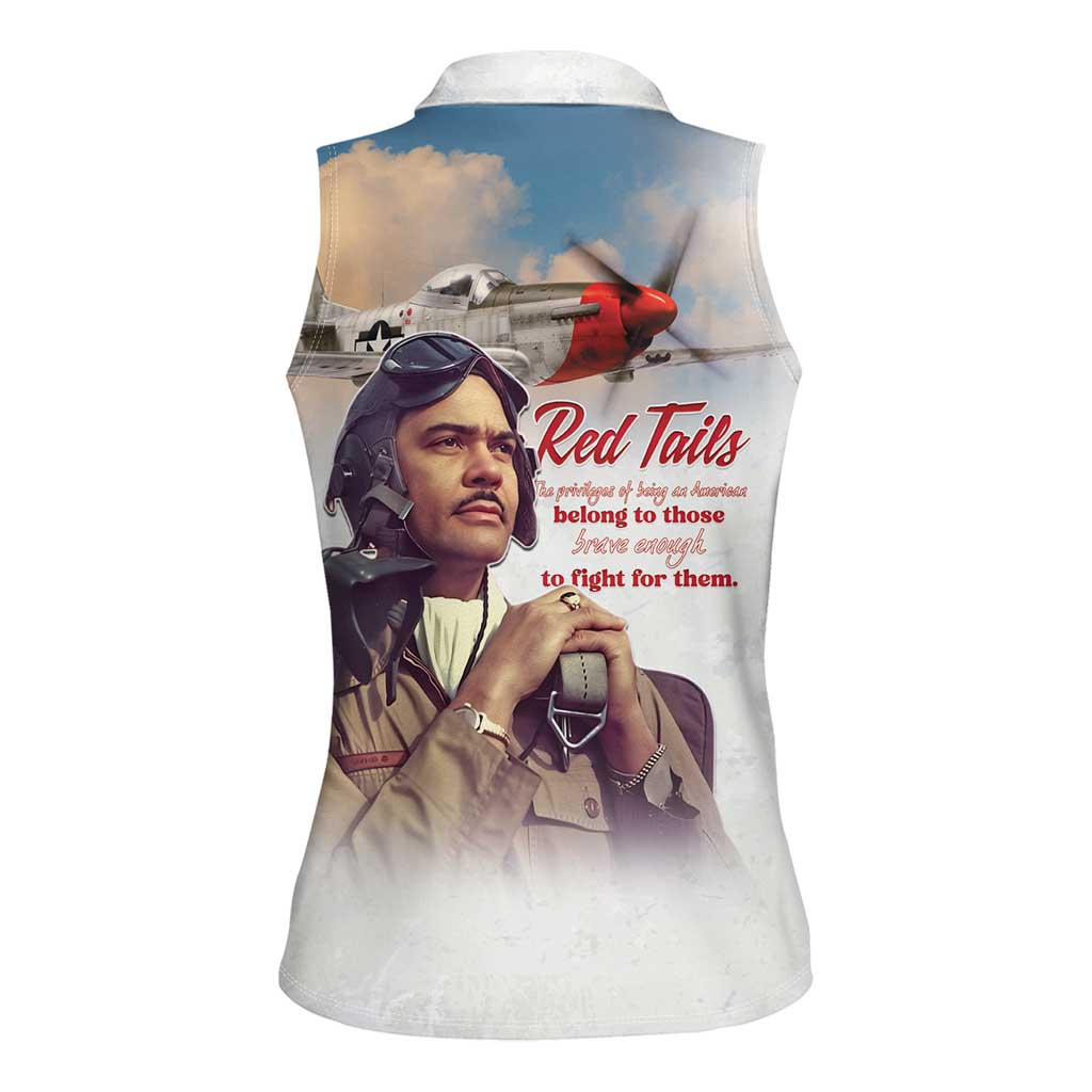 Tuskegee Airmen Red Tails Women Sleeveless Polo Shirt Brave Enough to Fight - Wonder Print Shop