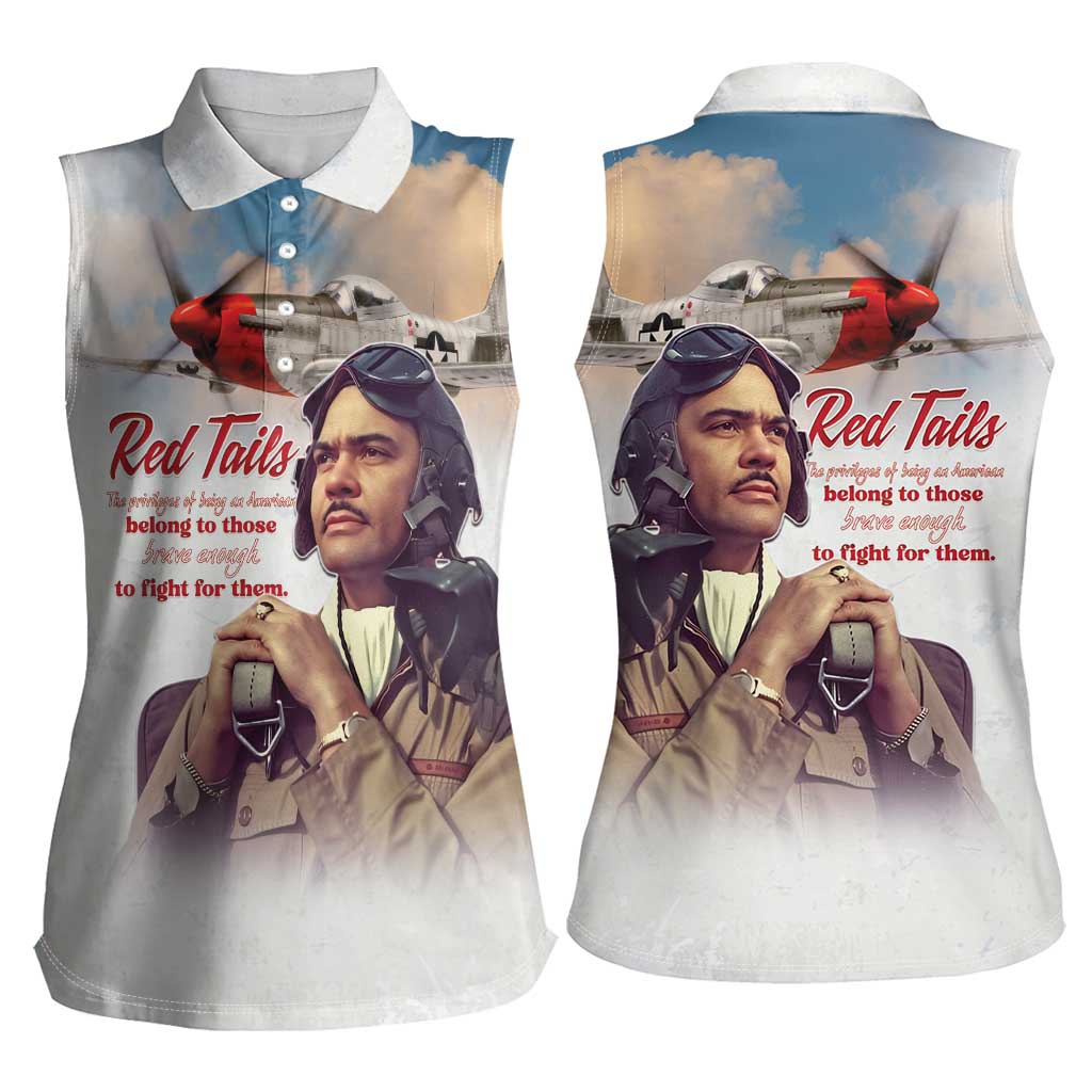 Tuskegee Airmen Red Tails Women Sleeveless Polo Shirt Brave Enough to Fight - Wonder Print Shop