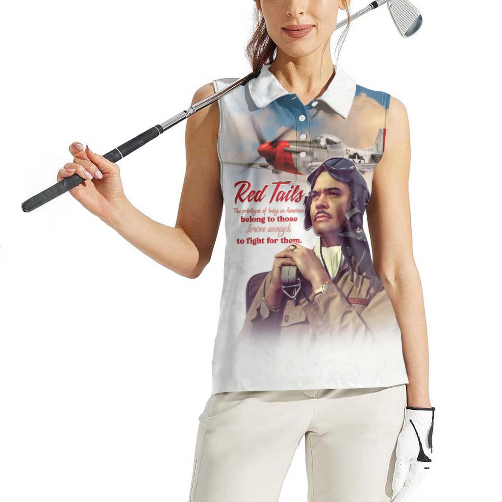Tuskegee Airmen Red Tails Women Sleeveless Polo Shirt Brave Enough to Fight - Wonder Print Shop