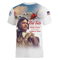 Tuskegee Airmen Red Tails Women V-Neck T-Shirt Brave Enough to Fight - Wonder Print Shop