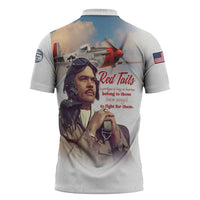 Tuskegee Airmen Red Tails Zipper Polo Shirt Brave Enough to Fight - Wonder Print Shop