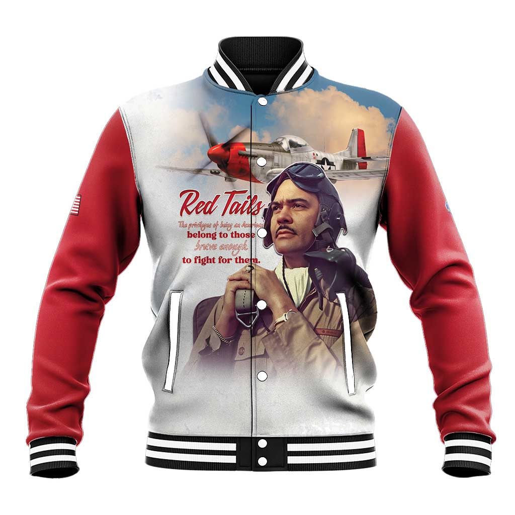 Tuskegee Airmen Red Tails Baseball Jacket Red - Brave Enough to Fight - Wonder Print Shop
