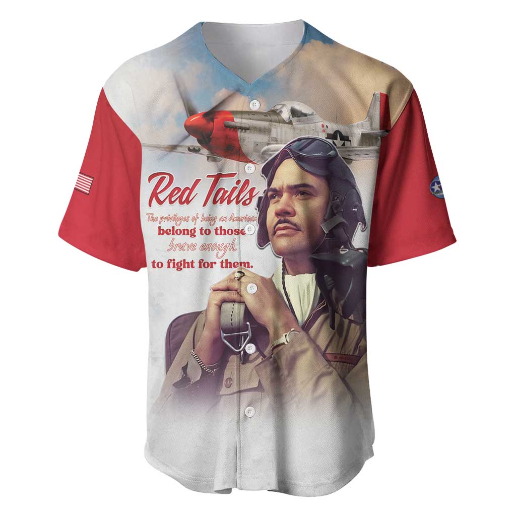Tuskegee Airmen Red Tails Baseball Jersey Red - Brave Enough to Fight - Wonder Print Shop