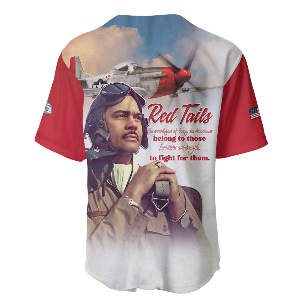 Tuskegee Airmen Red Tails Baseball Jersey Red - Brave Enough to Fight - Wonder Print Shop