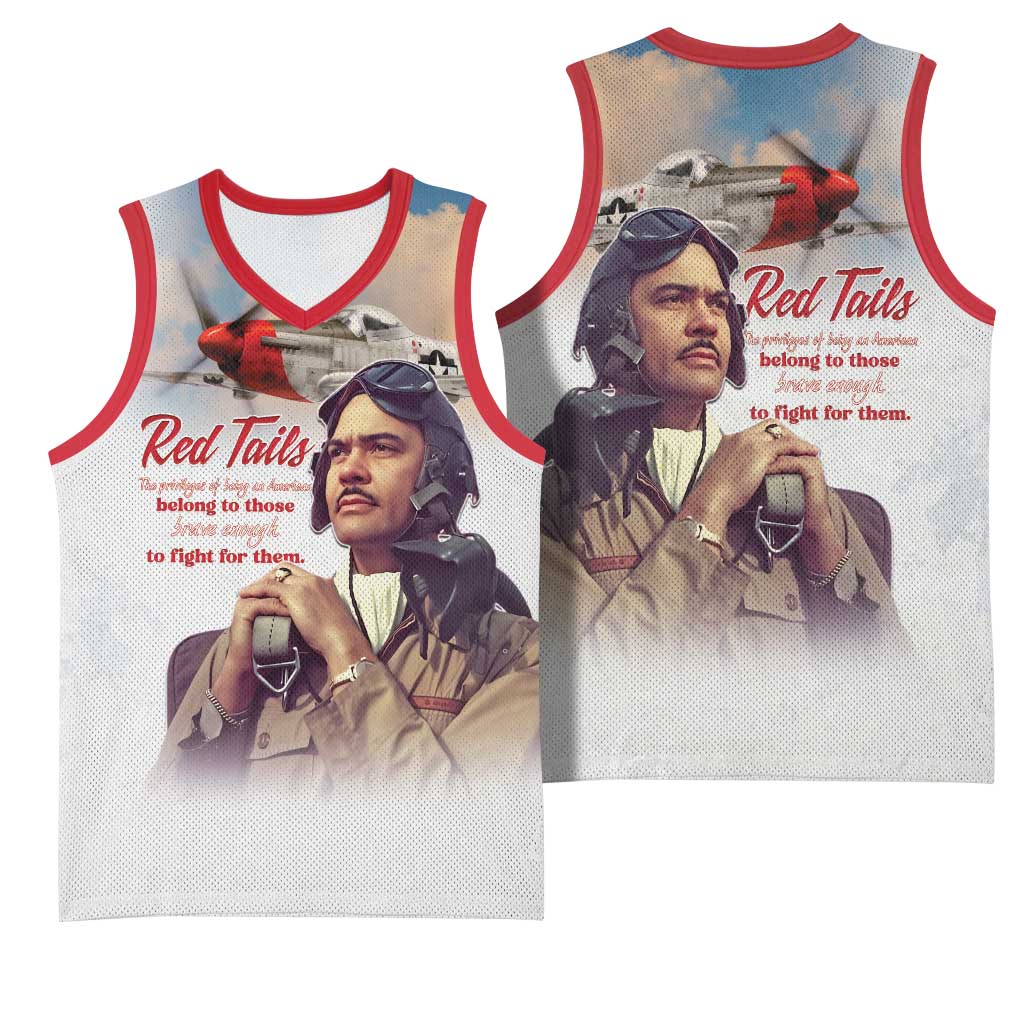 Tuskegee Airmen Red Tails Basketball Jersey Red - Brave Enough to Fight - Wonder Print Shop