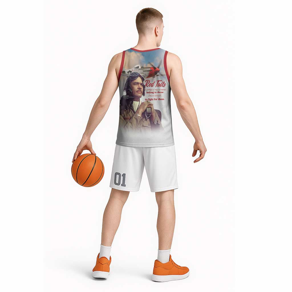 Tuskegee Airmen Red Tails Basketball Jersey Red - Brave Enough to Fight - Wonder Print Shop