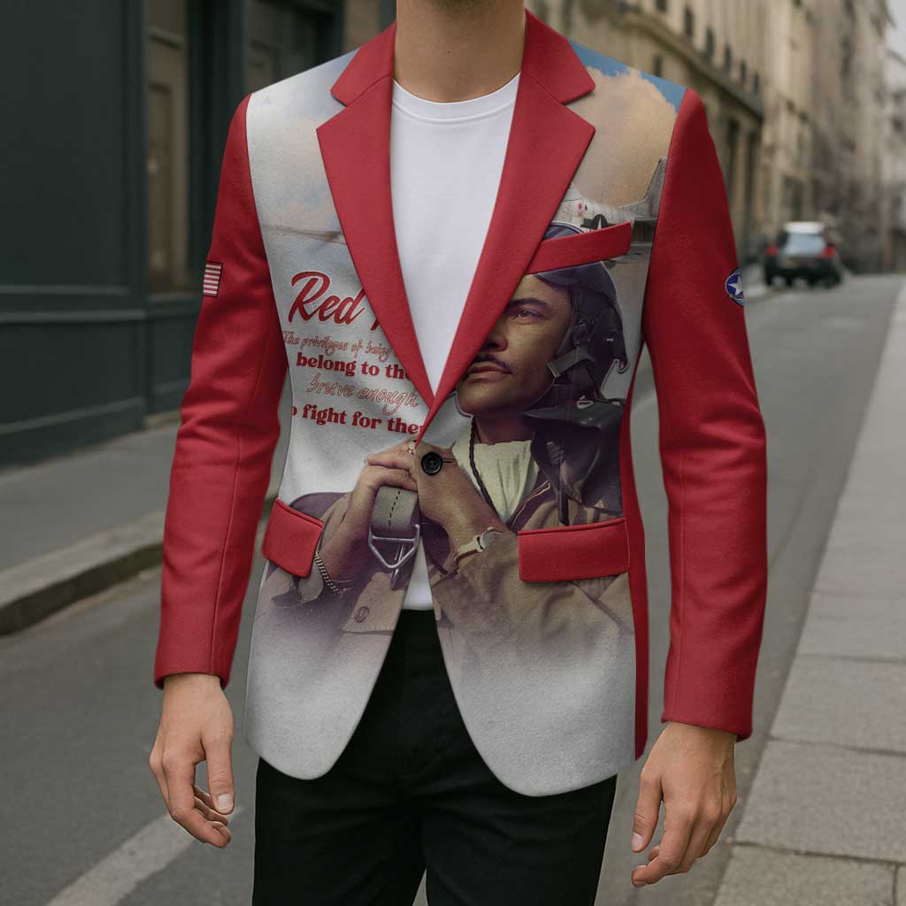 Tuskegee Airmen Red Tails Blazer Red - Brave Enough to Fight - Wonder Print Shop