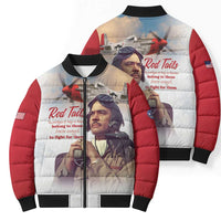 Tuskegee Airmen Red Tails Bomber Puffer Jacket Red - Brave Enough to Fight - Wonder Print Shop