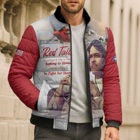 Tuskegee Airmen Red Tails Bomber Puffer Jacket Red - Brave Enough to Fight - Wonder Print Shop