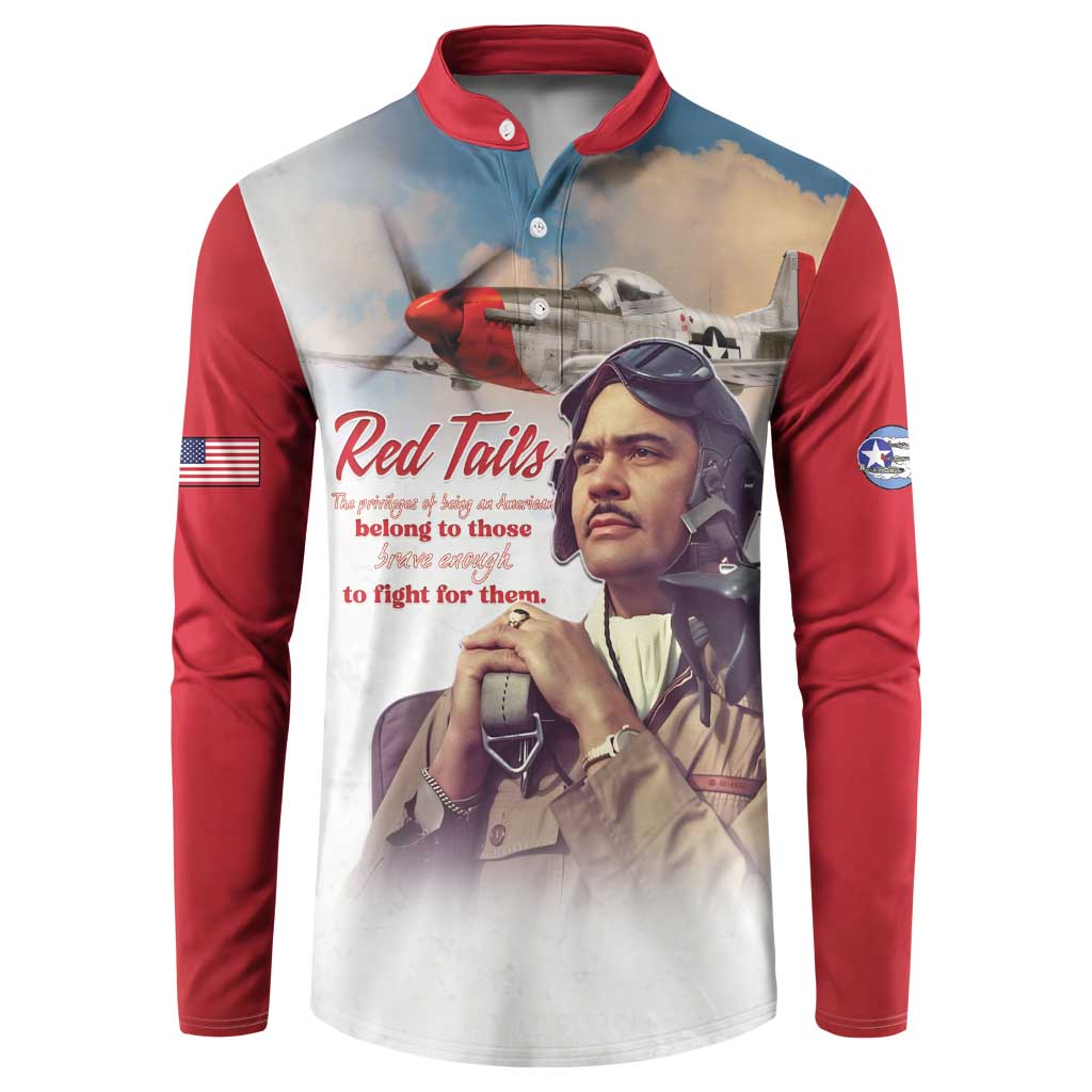Tuskegee Airmen Red Tails Button Sweatshirt Red - Brave Enough to Fight - Wonder Print Shop