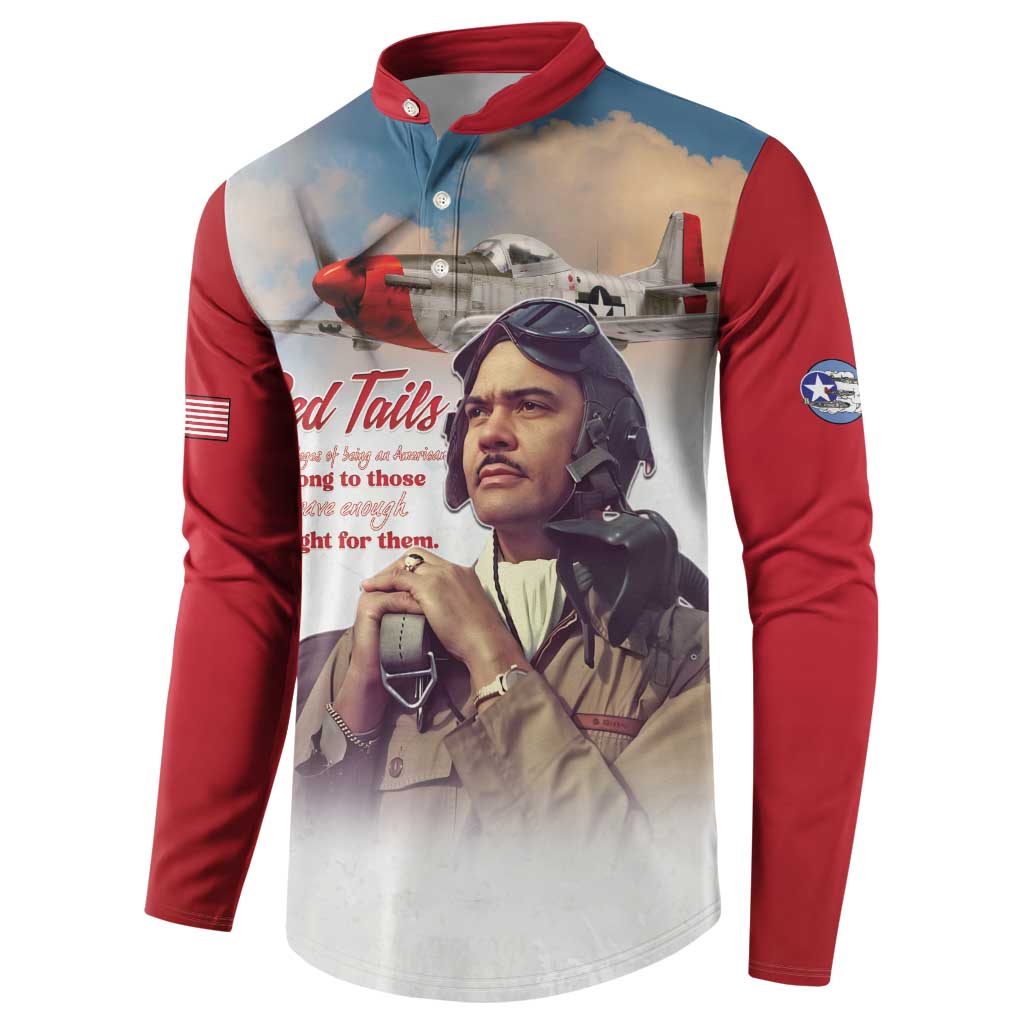 Tuskegee Airmen Red Tails Button Sweatshirt Red - Brave Enough to Fight - Wonder Print Shop
