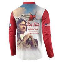 Tuskegee Airmen Red Tails Button Sweatshirt Red - Brave Enough to Fight - Wonder Print Shop