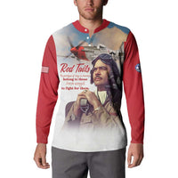 Tuskegee Airmen Red Tails Button Sweatshirt Red - Brave Enough to Fight - Wonder Print Shop