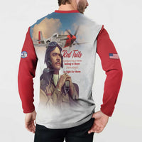 Tuskegee Airmen Red Tails Button Sweatshirt Red - Brave Enough to Fight - Wonder Print Shop