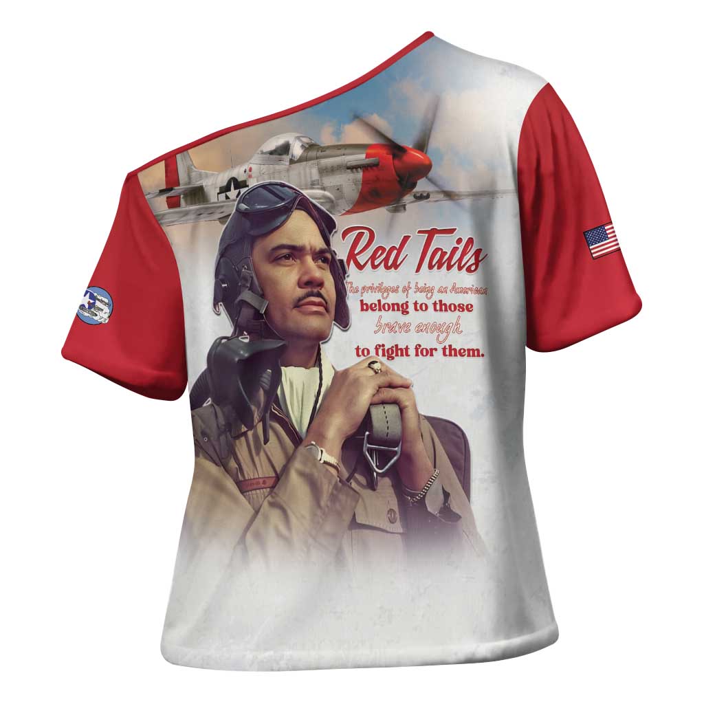 Tuskegee Airmen Red Tails Cross Shoulder Shirt Red - Brave Enough to Fight - Wonder Print Shop