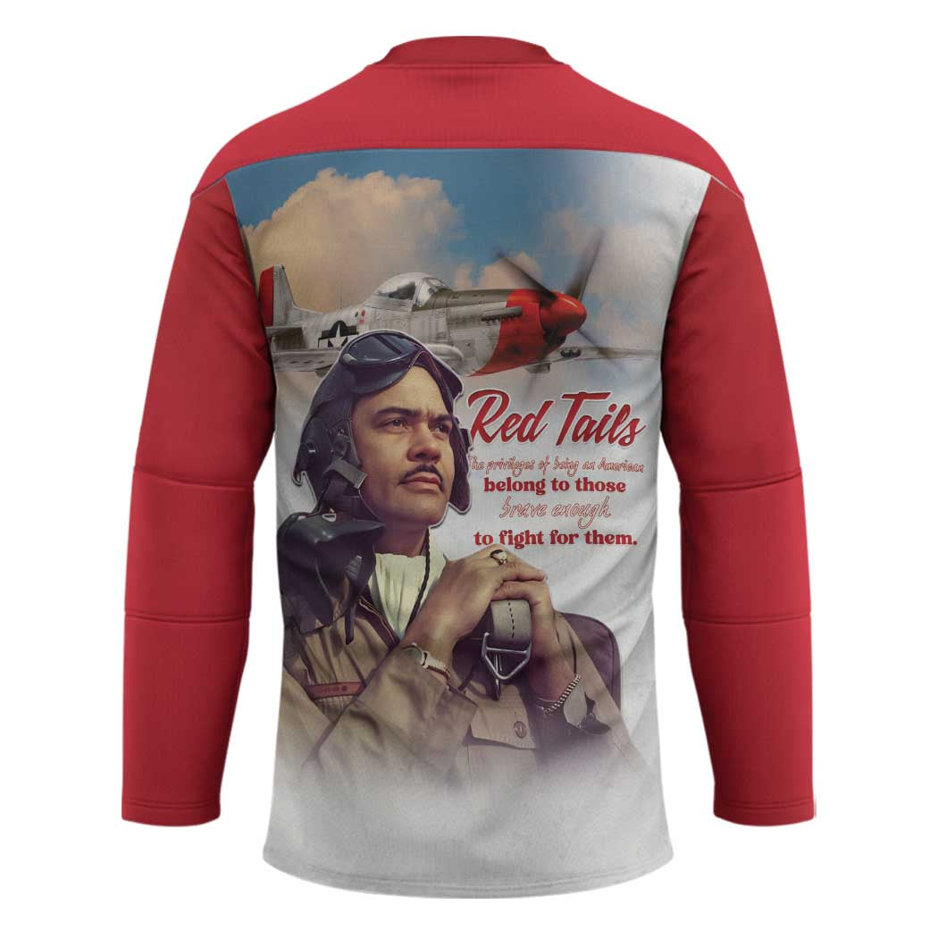 Tuskegee Airmen Red Tails Hockey Jersey Red - Brave Enough to Fight - Wonder Print Shop