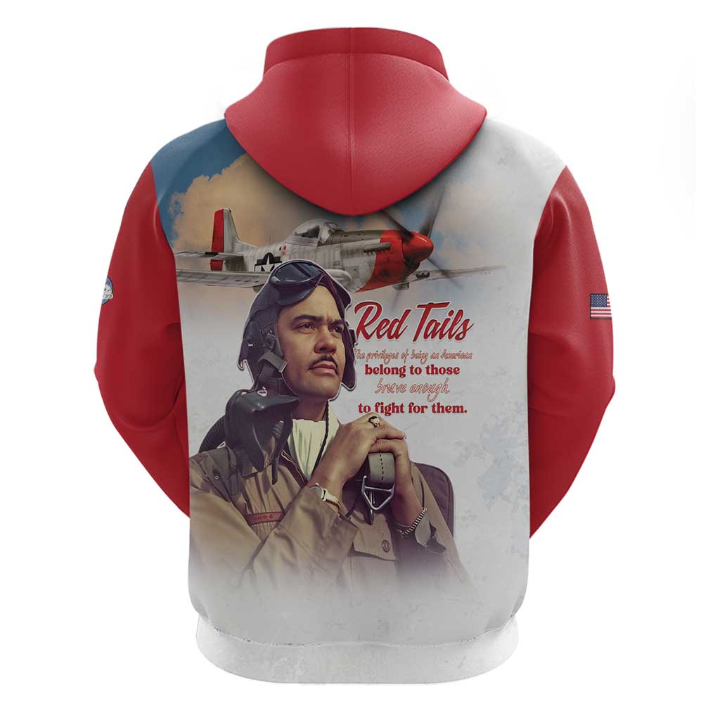 Tuskegee Airmen Red Tails Hoodie Red - Brave Enough to Fight - Wonder Print Shop