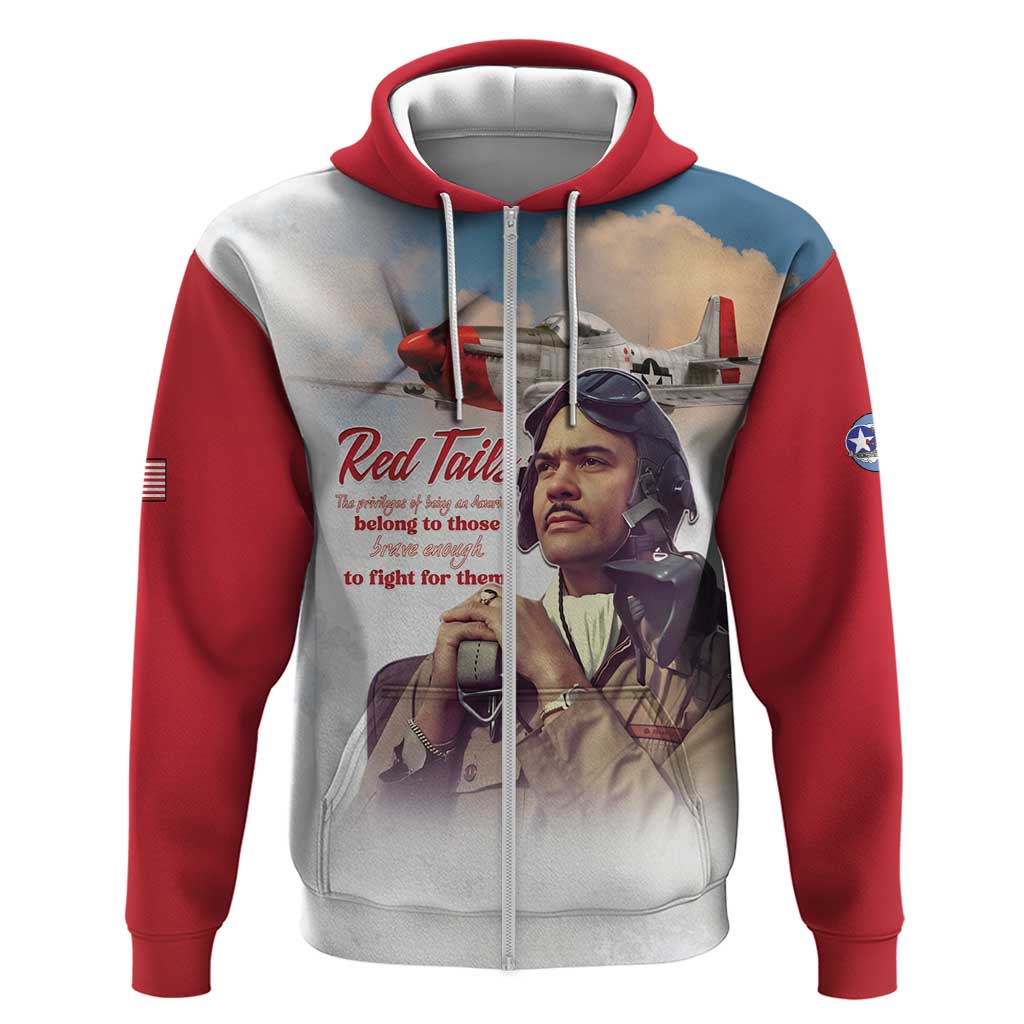 Tuskegee Airmen Red Tails Hoodie Red - Brave Enough to Fight - Wonder Print Shop