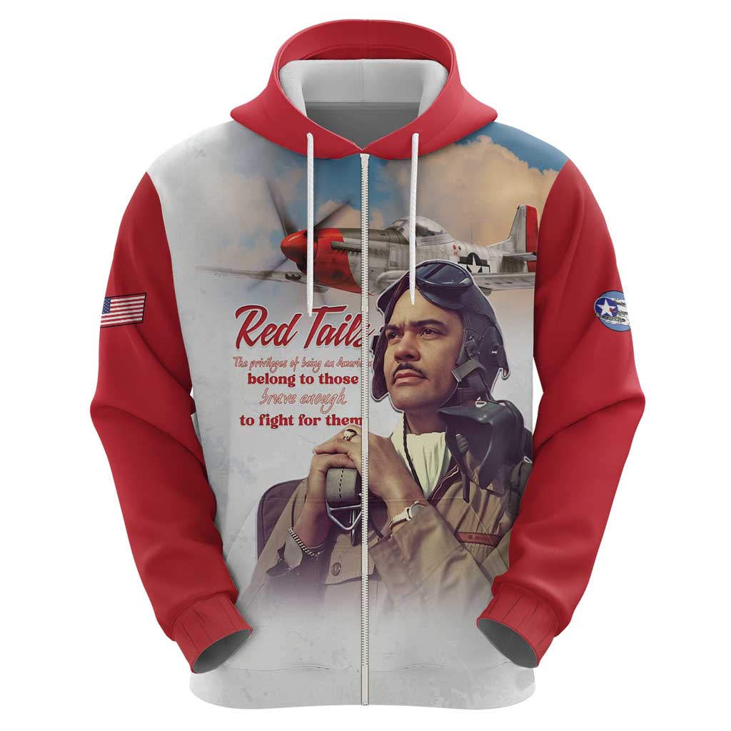 Tuskegee Airmen Red Tails Hoodie Red - Brave Enough to Fight - Wonder Print Shop