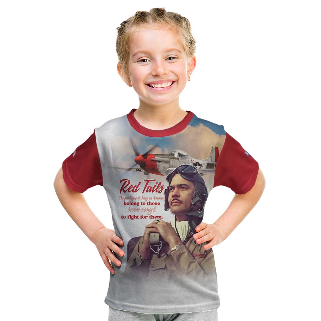 Tuskegee Airmen Red Tails Kid T Shirt Red - Brave Enough to Fight - Wonder Print Shop