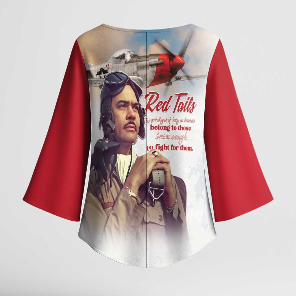 Tuskegee Airmen Red Tails Kimono Sleeve Blouse Red - Brave Enough to Fight - Wonder Print Shop