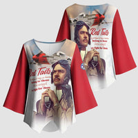 Tuskegee Airmen Red Tails Kimono Sleeve Blouse Red - Brave Enough to Fight - Wonder Print Shop