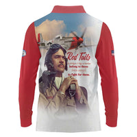 Tuskegee Airmen Red Tails Long Sleeve Polo Shirt Red - Brave Enough to Fight - Wonder Print Shop