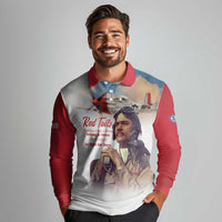 Tuskegee Airmen Red Tails Long Sleeve Polo Shirt Red - Brave Enough to Fight - Wonder Print Shop