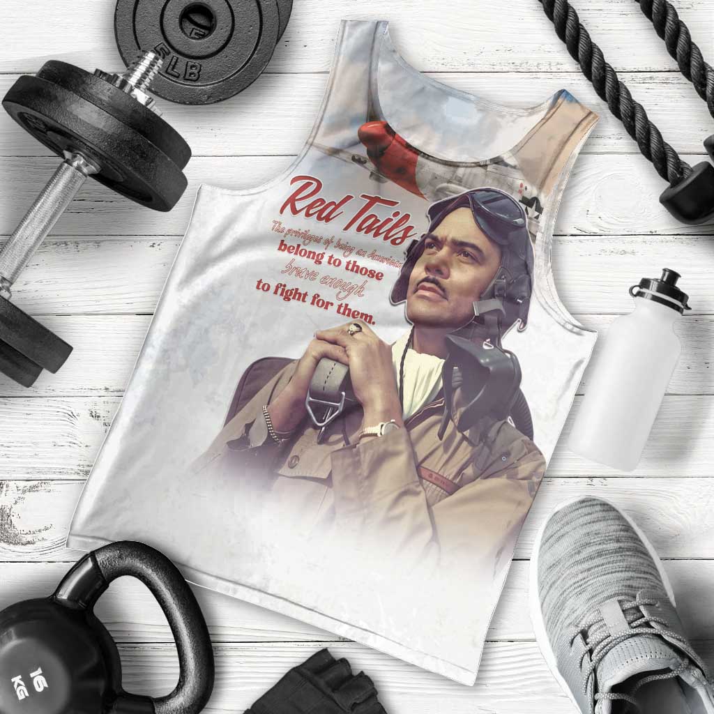 Tuskegee Airmen Red Tails Men Tank Top Red - Brave Enough to Fight - Wonder Print Shop