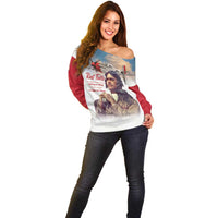 Tuskegee Airmen Red Tails Off Shoulder Sweater Red - Brave Enough to Fight - Wonder Print Shop