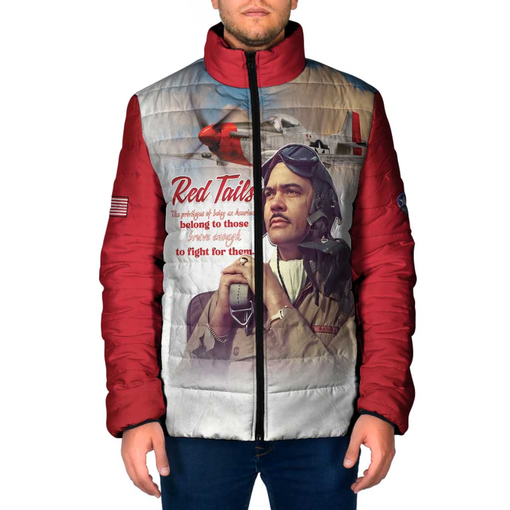 Tuskegee Airmen Red Tails Padded Jacket Red - Brave Enough to Fight - Wonder Print Shop