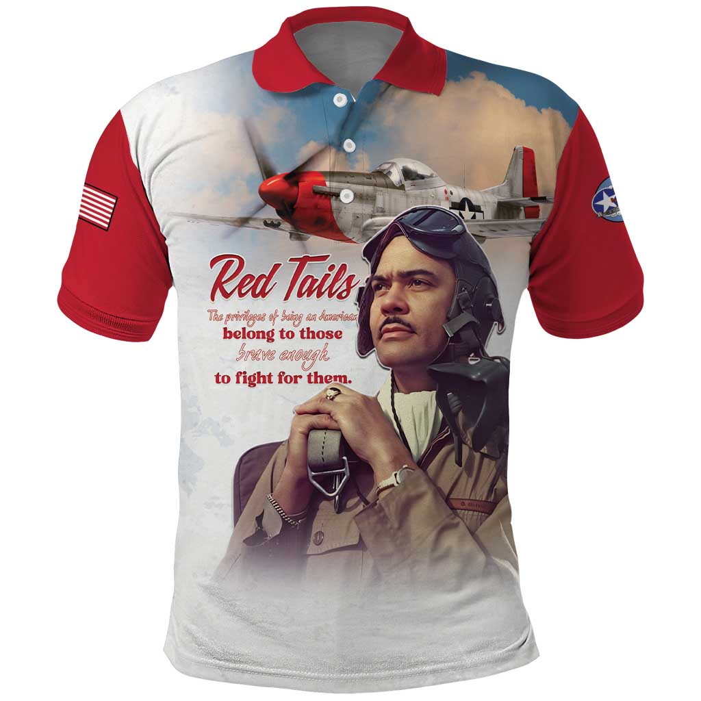 Tuskegee Airmen Red Tails Polo Shirt Red - Brave Enough to Fight - Wonder Print Shop