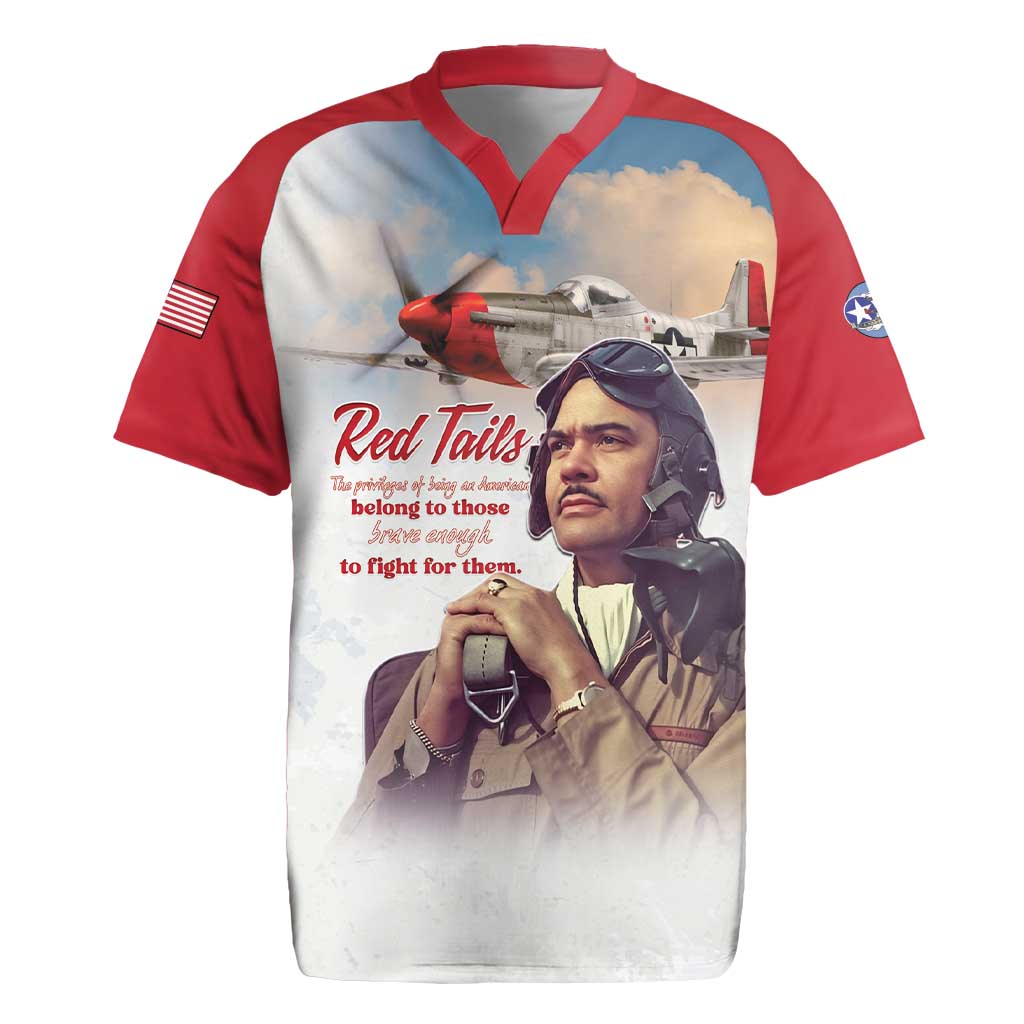 Tuskegee Airmen Red Tails Rugby Jersey Red - Brave Enough to Fight - Wonder Print Shop