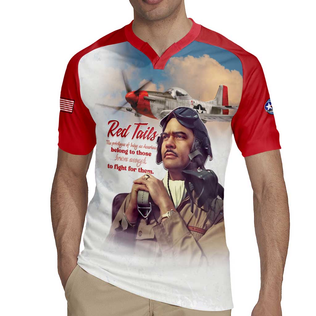 Tuskegee Airmen Red Tails Rugby Jersey Red - Brave Enough to Fight - Wonder Print Shop