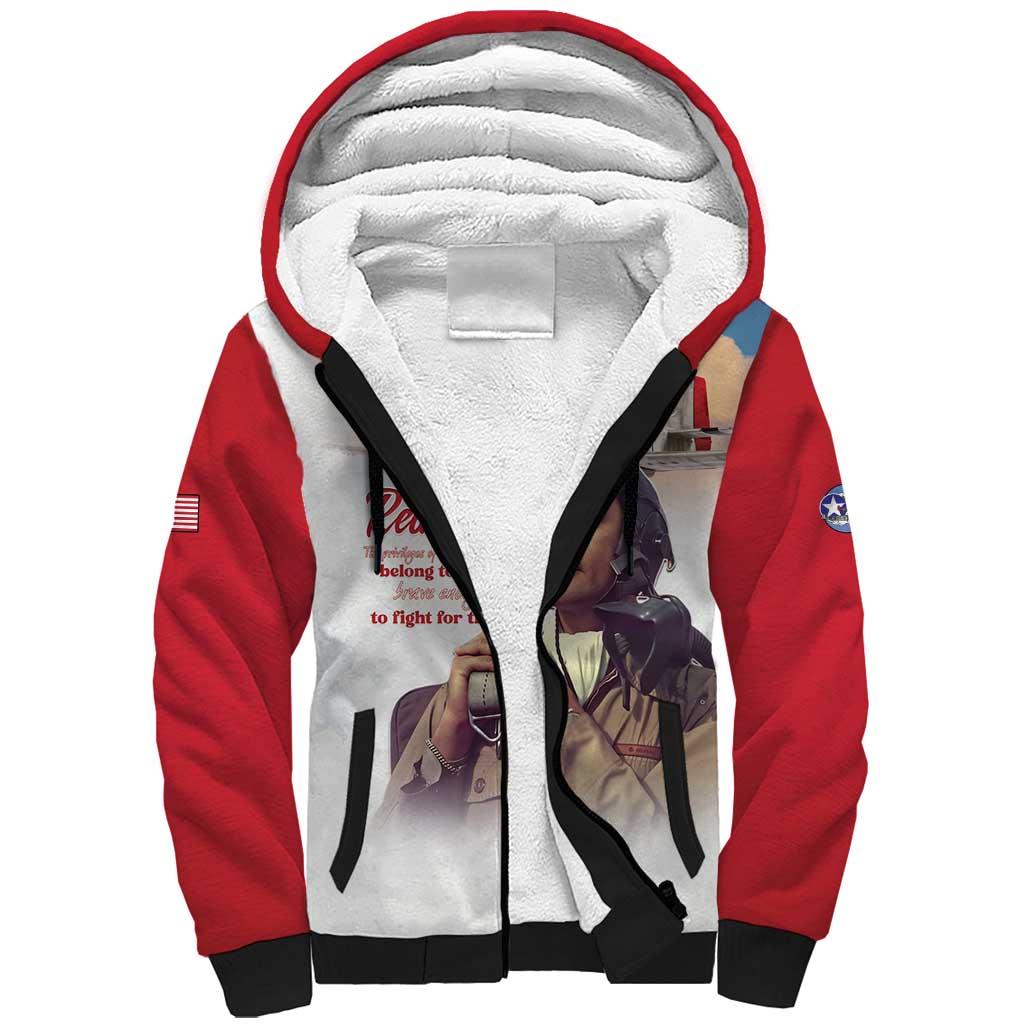 Tuskegee Airmen Red Tails Sherpa Hoodie Red - Brave Enough to Fight - Wonder Print Shop