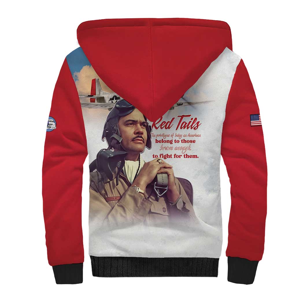 Tuskegee Airmen Red Tails Sherpa Hoodie Red - Brave Enough to Fight - Wonder Print Shop
