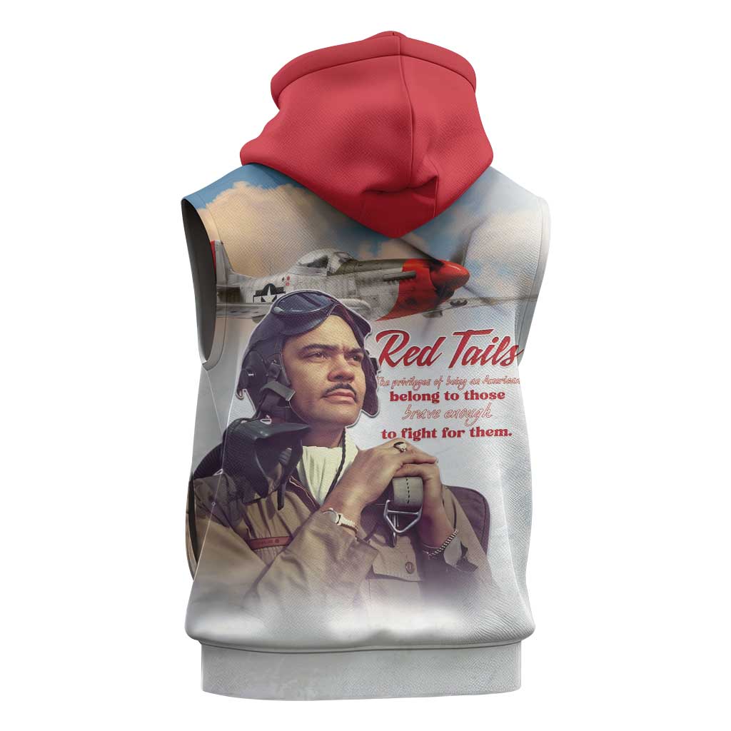 Tuskegee Airmen Red Tails Sleeveless Hoodie Red - Brave Enough to Fight - Wonder Print Shop