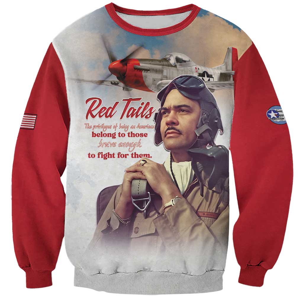 Tuskegee Airmen Red Tails Sweatshirt Red - Brave Enough to Fight - Wonder Print Shop