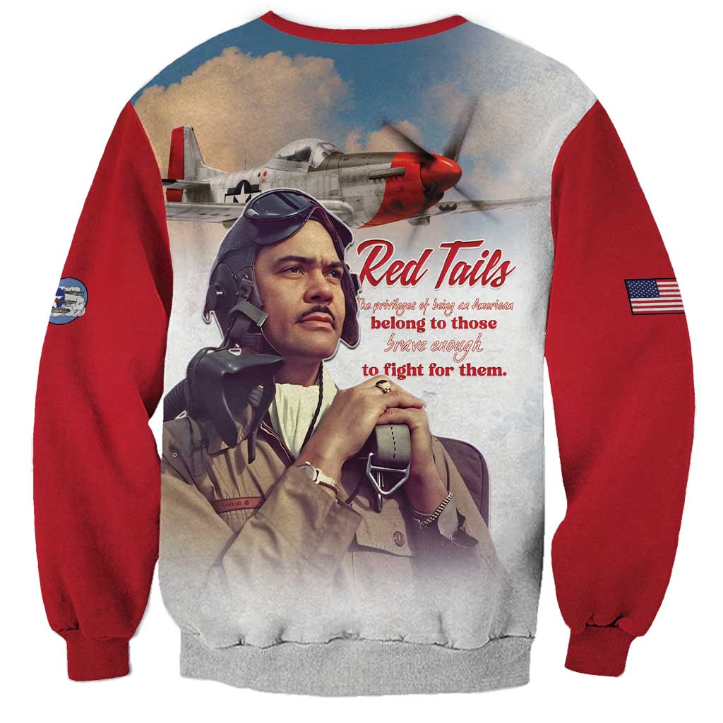 Tuskegee Airmen Red Tails Sweatshirt Red - Brave Enough to Fight - Wonder Print Shop