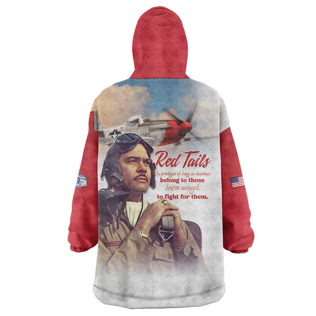 Tuskegee Airmen Red Tails Wearable Blanket Hoodie Red - Brave Enough to Fight - Wonder Print Shop