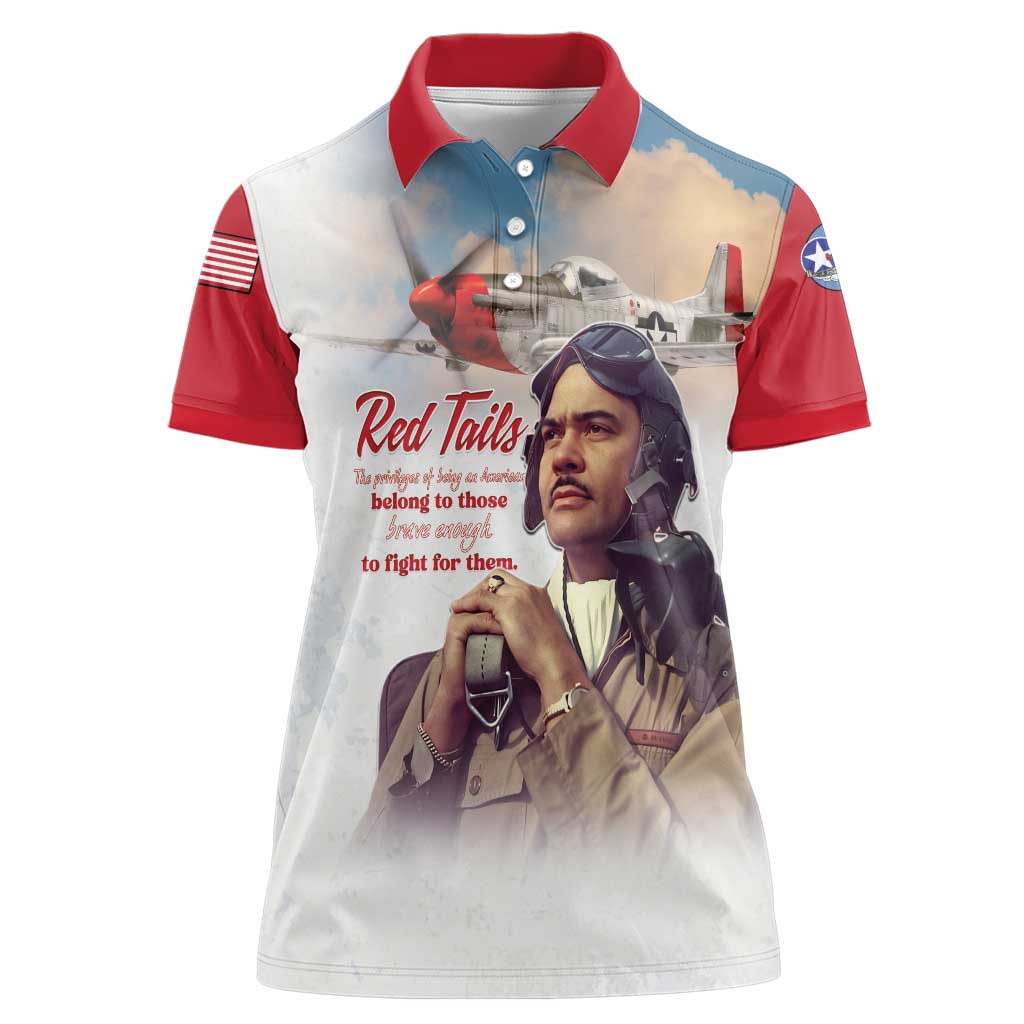 Tuskegee Airmen Red Tails Women Polo Shirt Red - Brave Enough to Fight - Wonder Print Shop