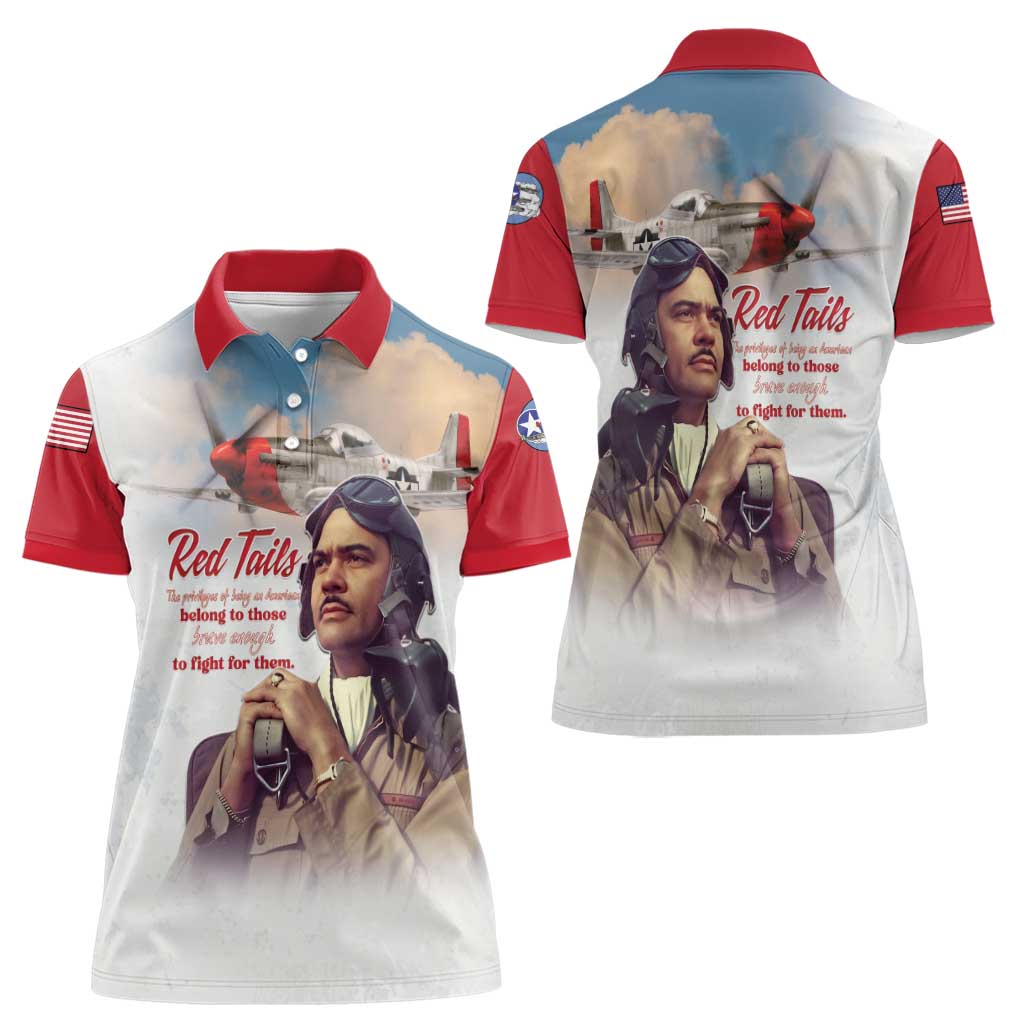 Tuskegee Airmen Red Tails Women Polo Shirt Red - Brave Enough to Fight - Wonder Print Shop