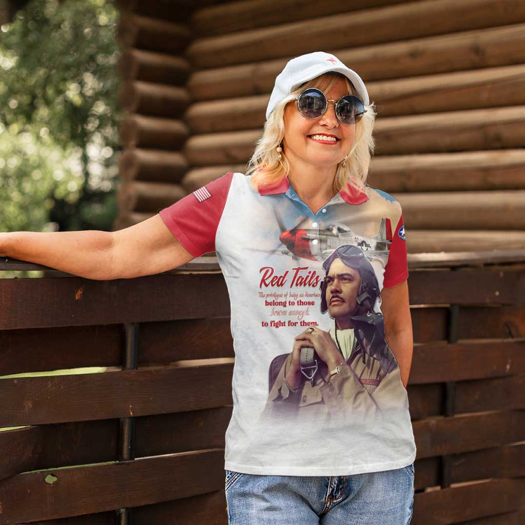 Tuskegee Airmen Red Tails Women Polo Shirt Red - Brave Enough to Fight - Wonder Print Shop